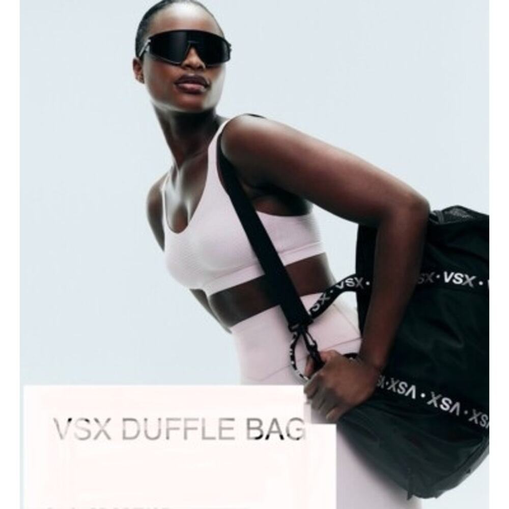 VICTORIA'S SECRET VSX DUFFLE TRAVEL BAG BLACK WHITE NWT - Picture 2 of 5